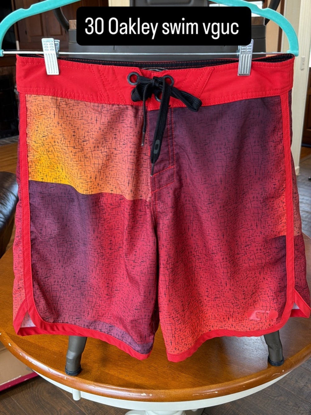 Oakley red swim trunks size 30